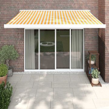 vidaXL Ištraukiama markizė, geltona/balta, 3,5x2,5m, audinys/aliuminis