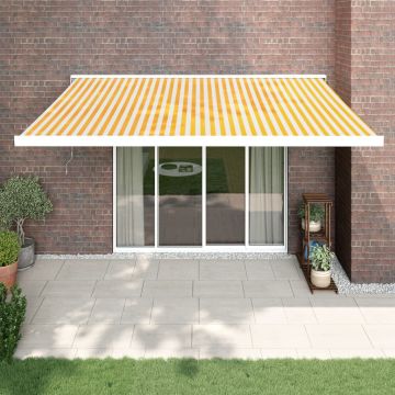 vidaXL Ištraukiama markizė, geltona/balta, 4,5x3m, audinys/aliuminis