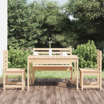 vidaXL Sodo valgomojo baldų komplektas, 4 dalių, pušies masyvas