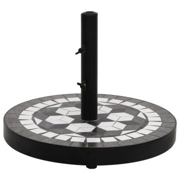 vidaXL Skėčio stovas, juodos ir baltos spalvos, apskritas, 12kg