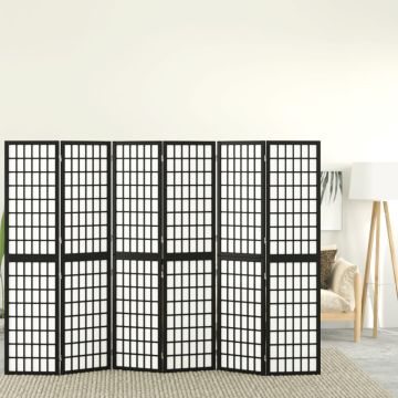 vidaXL Kambario pertvara, juoda, 6 segmentai, 240x170cm, japoniška
