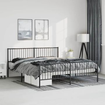 vidaXL Lovos rėmas su galvūgaliu/kojūgaliu, juodas, 183x213cm, metalas