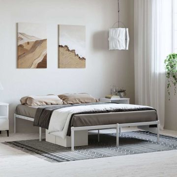 vidaXL Metalinis lovos rėmas, baltos spalvos, 135x190cm