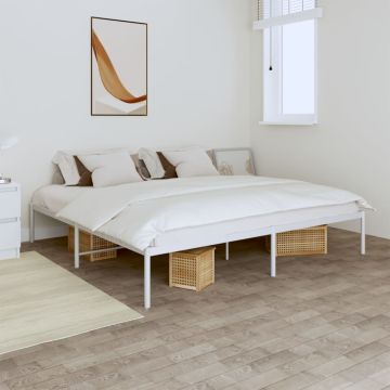 vidaXL Metalinis lovos rėmas, baltos spalvos, 193x203 cm