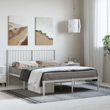 vidaXL Metalinis lovos rėmas su galvūgaliu, baltos spalvos, 135x190cm