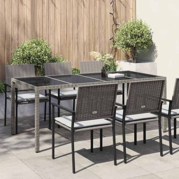 vidaXL Sodo stalas Pilka 190 x 90 x 75 cm poliratanas