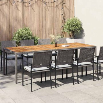 vidaXL Sodo stalas Pilka 250 x 100 x 75 cm poliratanas
