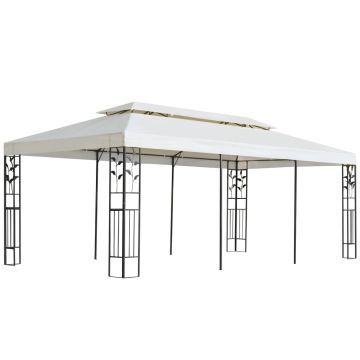 vidaXL Pavėsinė su dvigubu stogu, baltos spalvos, 6x3m, plienas