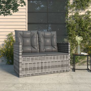 vidaXL Sodo suoliukas su pagalvėlėmis, pilkas, 105cm, poliratanas