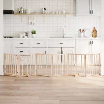 vidaXL Šunų varteliai su sulankstomomis durelėmis, 6 panelės, 300 cm, tuopos mediena