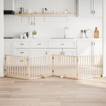 vidaXL Šunų varteliai su sulankstomomis durelėmis, 4 panelės, 320 cm, tuopos mediena