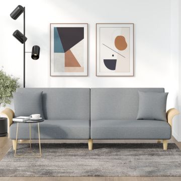 vidaXL Sofa-lova su porankiais, šviesiai pilkos spalvos, audinys