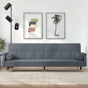 vidaXL Sofa-lova su pagalvėlėmis, tamsiai pilkos spalvos, aksomas