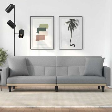 vidaXL Sofa-lova su pagalvėlėmis, šviesiai pilkos spalvos, audinys