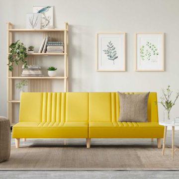 vidaXL Dvivietė sofa-lova, šviesiai geltonos spalvos, audinys