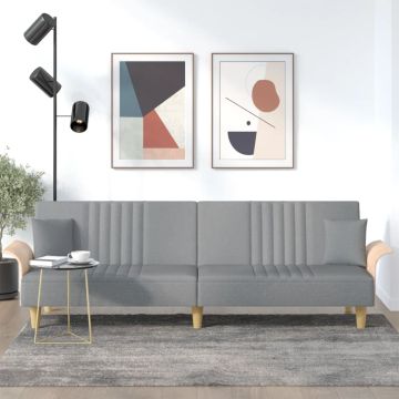 vidaXL Sofa-lova su porankiais, šviesiai pilkos spalvos, audinys