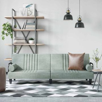 vidaXL Sofa-lova su porankiais, šviesiai pilkos spalvos, aksomas