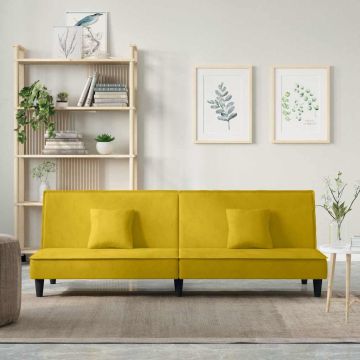 vidaXL Sofa-lova, geltonos spalvos, aksomas