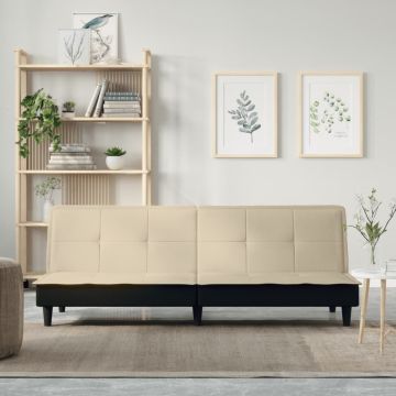 vidaXL Sofa-lova, kreminės spalvos, audinys