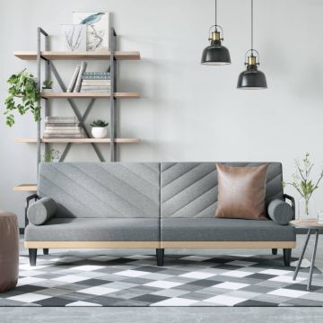 vidaXL Sofa-lova su porankiais, šviesiai pilkos spalvos, audinys