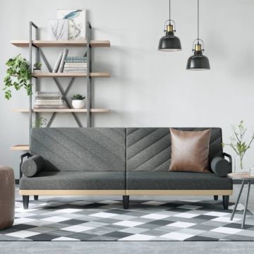 vidaXL Sofa-lova su porankiais, tamsiai pilkos spalvos, audinys