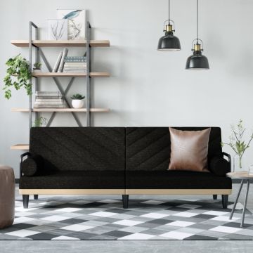 vidaXL Sofa-lova su porankiais, juodos spalvos, audinys
