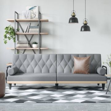 vidaXL Sofa-lova su porankiais, šviesiai pilkos spalvos, audinys
