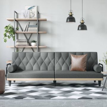 vidaXL Sofa-lova su porankiais, tamsiai pilkos spalvos, audinys