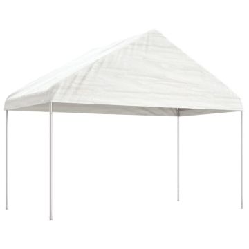 vidaXL Pavėsinė su stogu, balta, 4,08x2,23x3,22m, polietilenas