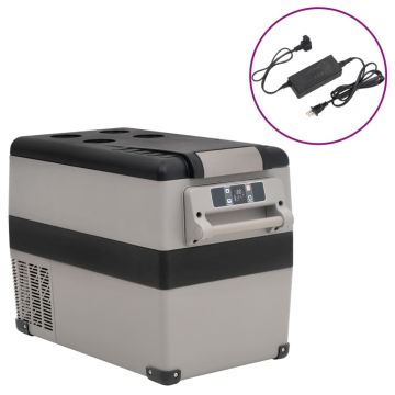 vidaXL Šaltdėžė su rankena ir adapteriu, juoda ir pilka, 35l, PP ir PE