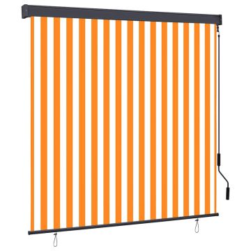 vidaXL Roletas Balta ir oranžinė 180 x 250 cm Audinys ir aliuminis