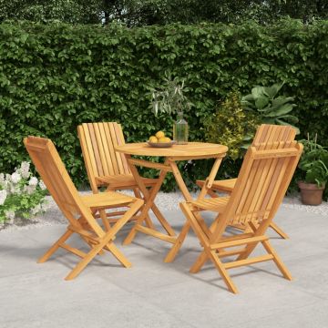 vidaXL Sodo valgomojo baldų komplektas, 5 dalių, tikmedžio masyvas