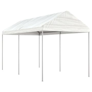 vidaXL Pavėsinė su stogu, balta, 4,46x2,28x2,69m, polietilenas