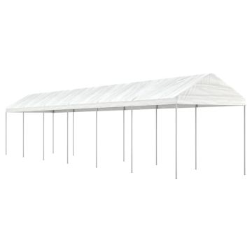 vidaXL Pavėsinė su stogu, balta, 13,38x2,28x2,69m, polietilenas