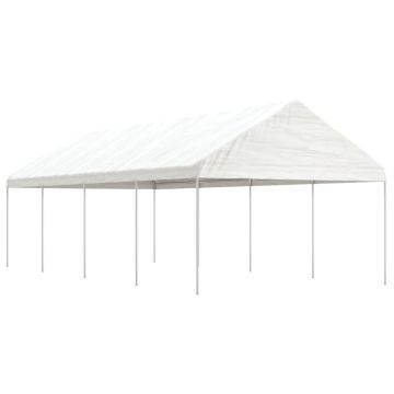 vidaXL Pavėsinė su stogu, balta, 8,92x4,08x3,22m, polietilenas