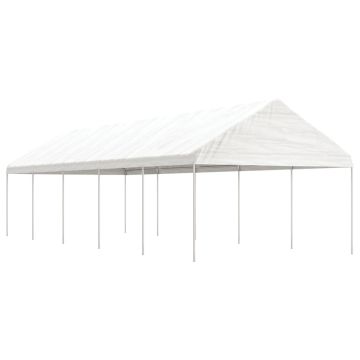 vidaXL Pavėsinė su stogu, balta, 11,15x4,08x3,22m, polietilenas