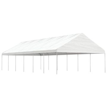 vidaXL Pavėsinė su stogu, balta, 13,38x5,88x3,75m, polietilenas