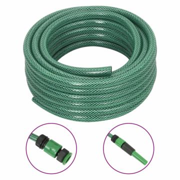 vidaXL Sodo žarna su tvirtinimo detalėmis, žalia, 0,5", 30m, PVC