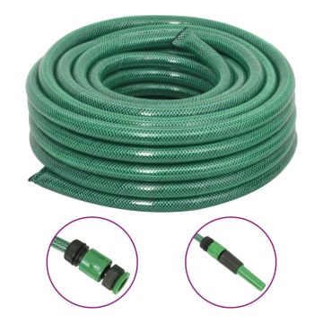 vidaXL Sodo žarna su tvirtinimo detalėmis, žalia, 0,75", 20m, PVC