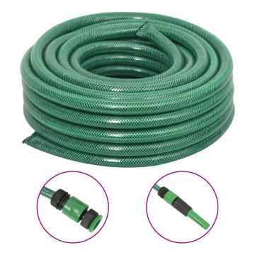 vidaXL Sodo žarna su tvirtinimo detalėmis, žalia, 0,75", 100m, PVC