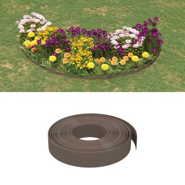 vidaXL Sodo apvadai, 4vnt., rudi, 10m, 10cm, polietilenas
