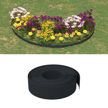 vidaXL Sodo apvadai, 2vnt., juodas, 10m, 15cm, polietilenas