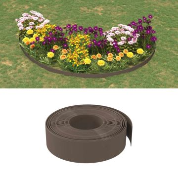 vidaXL Sodo apvadai, 2vnt., rudi, 10m, 15cm, polietilenas