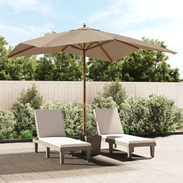 vidaXL Sodo skėtis su mediniu stulpu, taupe spalvos, 300x300x273cm