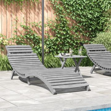 vidaXL Gultas nuo saulės Pilka 184x55x64 cm Akacijos masyvo