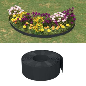 vidaXL Sodo apvadas, juodos spalvos, 10m, 20cm, polietilenas