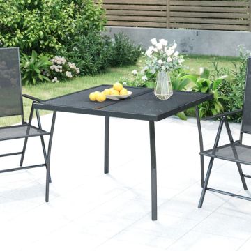vidaXL Sodo stalas, antracito, 100x100x72cm, plienas, tinklelis
