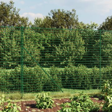 vidaXL Tinklinė vielinė tvora su flanšais, žalios spalvos, 1,6x10m