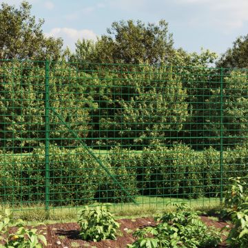 vidaXL Vielinė tinklinė tvora su flanšais, žalios spalvos, 1,4x25 m