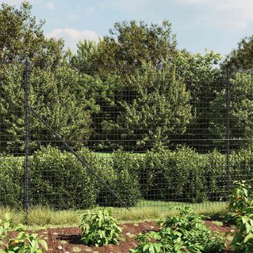 vidaXL Vielinė tinklinė tvora su flanšais, antracito spalvos, 1,6x25 m